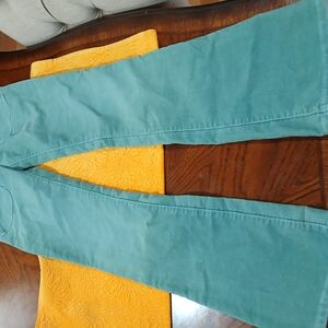 Green Flare Wide Leg Jeans with Soft Texture